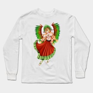 Christmas Quetzalcoatl Skirt Tecnica Mask Long Sleeve T-Shirt